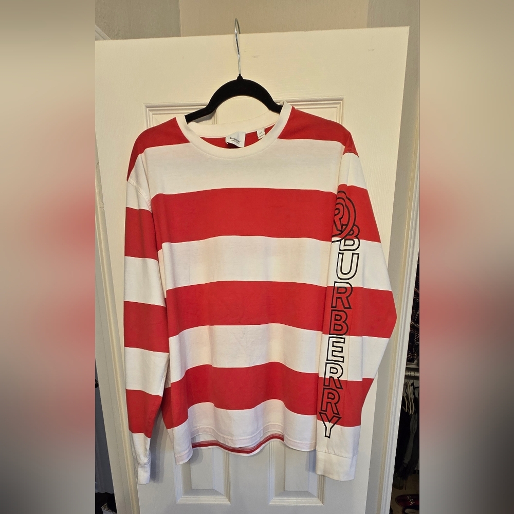 Burberry Red and White Striped Shirt